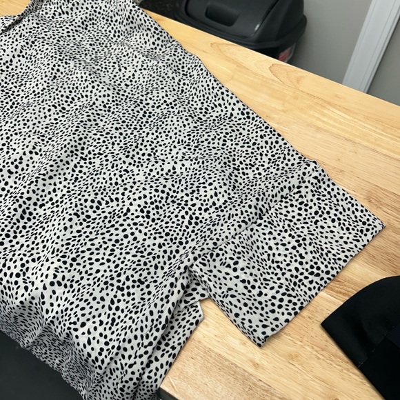 Easel 3X Oversized Button Down Shirt Abstract Dot Print Dolman Sleeve Tunic Top - Picture 5 of 10